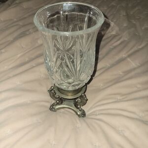 Elegant Crystal And Silverplate Candle Lamp
